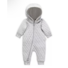 Nordstrom Baby Quilted Hooded Footed Pajamas Romper Gray 3 Months