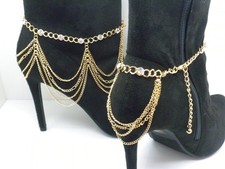 Women's Boot Chains Crystal Motorcycle Boot Straps W Under Boot Heel Chain Links