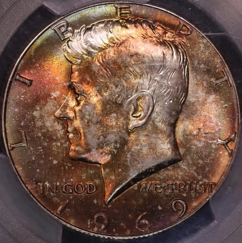 1969 D Kennedy Half Dollar PCGS MS66, Dual Toned, Video, FREE SHIPPING