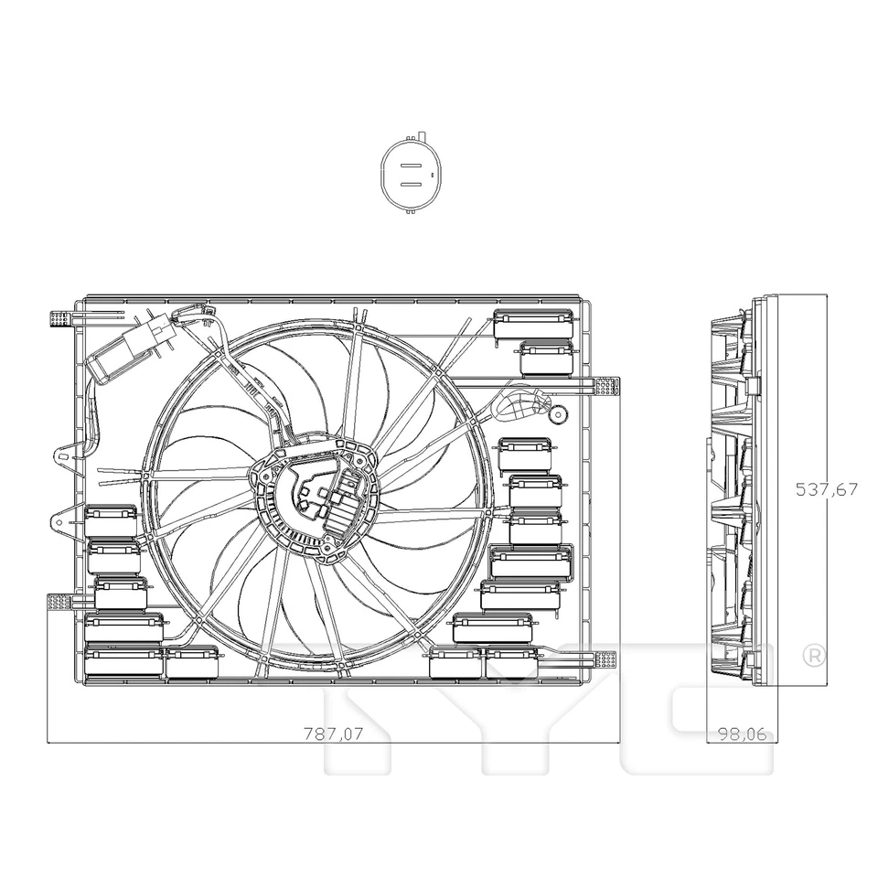 散热器和冷凝器冷却风扇组件适用于 22-24 沃尔沃 XC-60 31493262 — 第 4/4 张图片