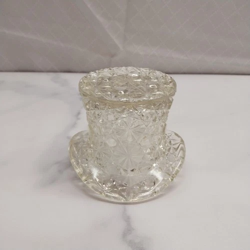 Vintage pressed glass top hat 2.5 in tall - Fenton