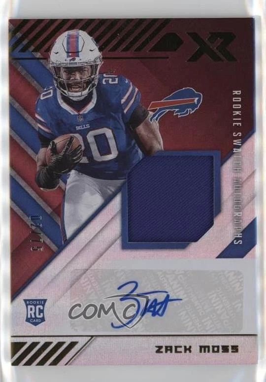 Zack Moss Panini XR Rookie Swatch Autographs #RSAZM Red