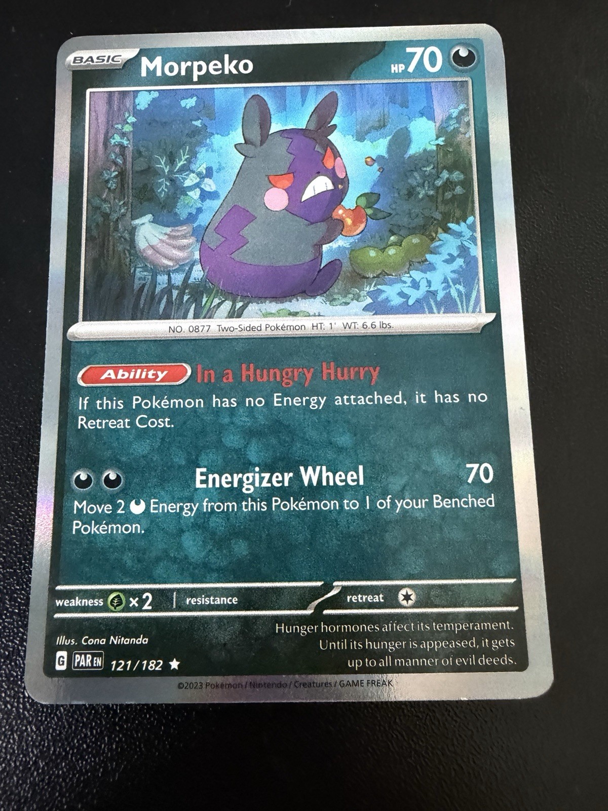 MORPEKO 121/182 PARADOX RIFT POKEMON (HOLO RARE, NM)