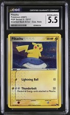 CGC 5.5 Pikachu 12/17 Pop Series 5 Inverted Back Error Holo Pokemon Card