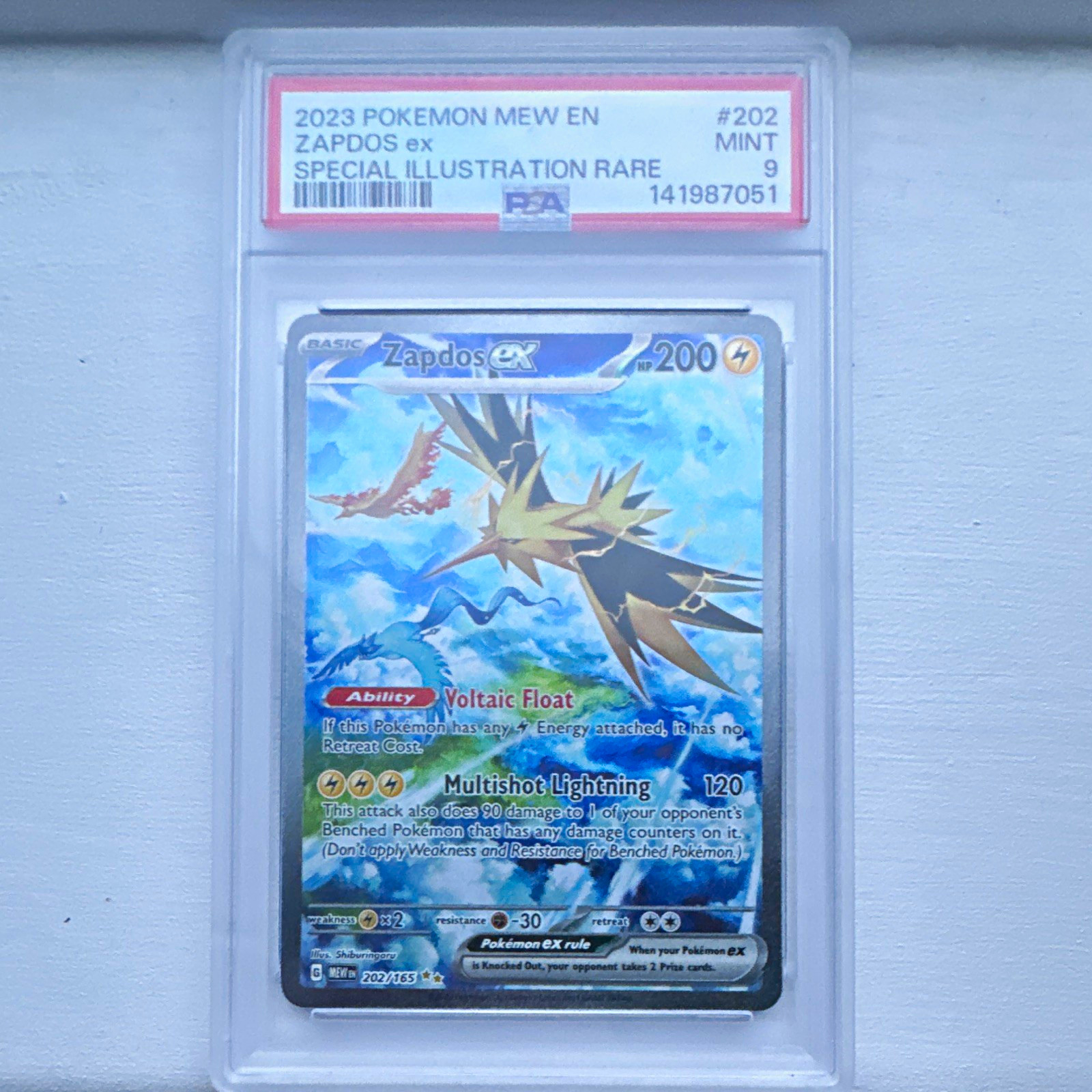 Zapdos ex | PSA 9 | SAR Holo | 202/165 | SV: Scarlet & Violet 151 | EN 2023