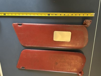 1980-1986 Ford F150 F250 F350 Bronco Red Vinyl Sun Visors Pair OEM!