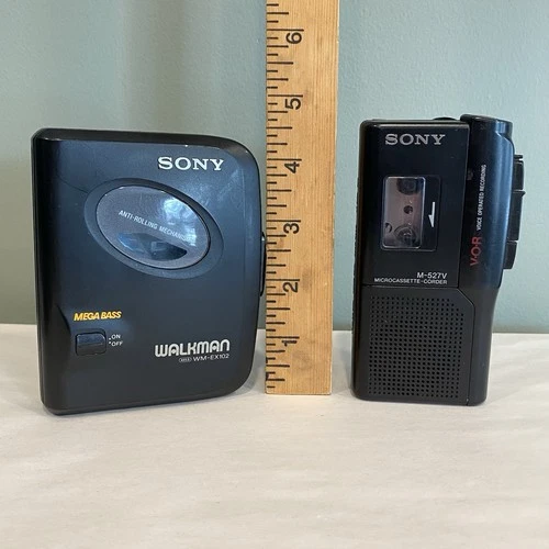 Sony Walkman WM-EX102 Cassette Player Sony Microcassette M527V FOR PARTS REPAIR