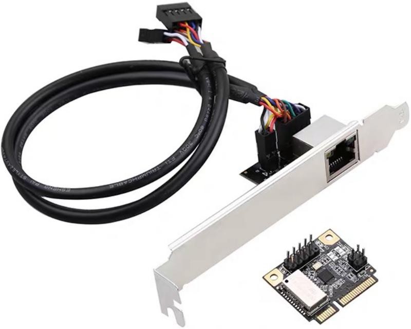 Mini PCI-e 1G Gigabit Ethernet LAN Controller Card w/ RJ45 Port Bracket, RT8111H