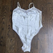Vintage Gold Label Victoria s Secret Teddy Bodysuit Ivory Satin Lace Small