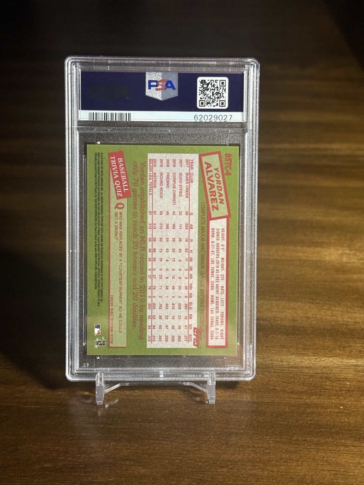 2020 Ben Baller Chrome - Yordan Alvarez - RC No. 85TC4 Refractor - PSA 10 view 2