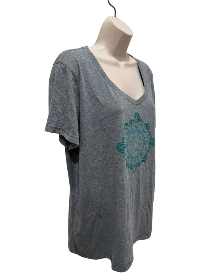 St John's Bay активный женщин Sz XXLT высокий короткий рукав серый футболка хлопок смесь - Изображение 3 из 4