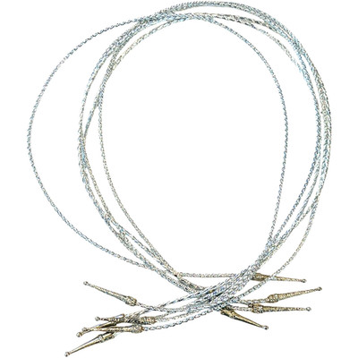 Shiny Silver Corded Bolo Tie Strings with Decorative Tips 38'' - LOT of 5