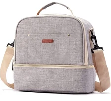 NEW Momigo Breast Pump Bag Backpack Cooler Double Layer Work Milk Storage Grey