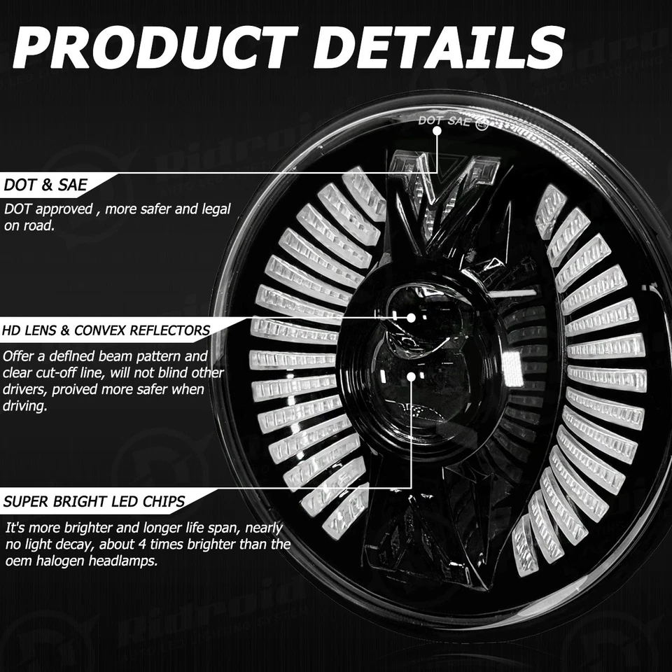 Faro intermitente LED de 7 pulgadas para Kawasaki VN Vulcan 500 750 800 900 1500 DOT Foto 4 de 4