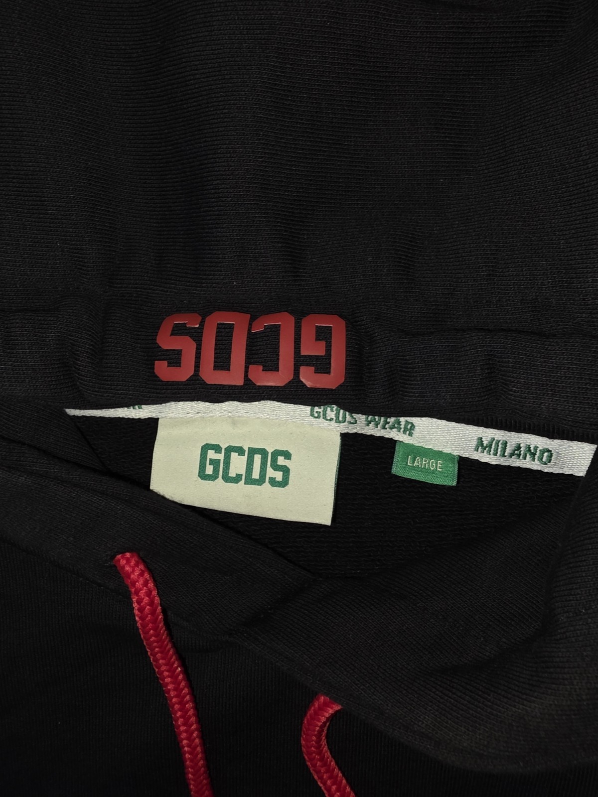 GCDS Eco Logo Regular Black Hoodie Sz  Large