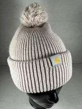 Carhartt Hat Beanie Womens One Size Ribbed Knit Pom Winter Warm Soft Cuffed