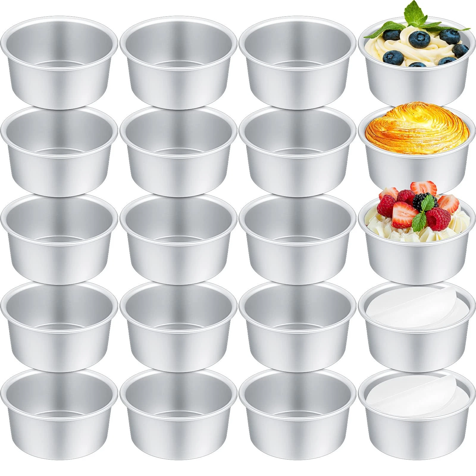 27 Pcs 4 Inch Cake Pans Nonstick Aluminum Small Round Cake Baking Pans Molds ...
