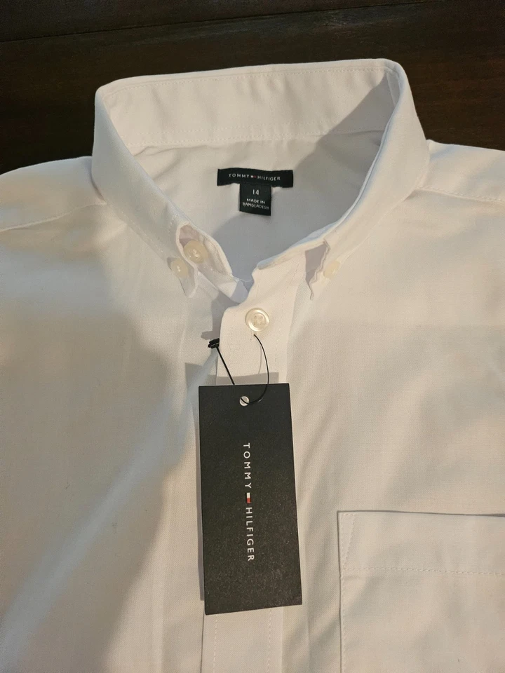 Camisa Tommy Hilfiger para niños manga larga blanca con botones talla 14 nueva con etiquetas Foto 2 de 4