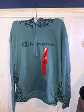 Champion women Aqua Graphic Print Pullover Hoodie, Long Sleeve Size M