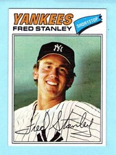 1977 TOPPS BASEBALL #123 FRED STANLEY NEW YORK YANKEES NM+ to NM/MT