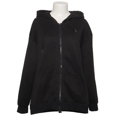 Romwe, Kapuzenpullover, Größe: M, Schwarz, Polyester, Einfarbig, Fleece #KWG