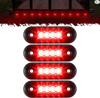 4Pcs 3.4 inch Red LED Clearance Side Marker Lights, Surface Mount M Color: Red
