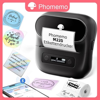 Phomemo M220 Bluetooth Label Maker Tragbarer Thermo Barcode Drucker or Etiketten