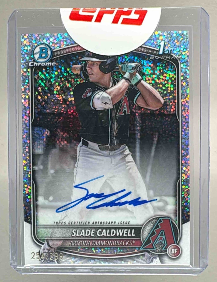 Slade Caldwell 2025 Bowman #CPA-SC Speckle Refractor Chrome Auto 1st RC /299