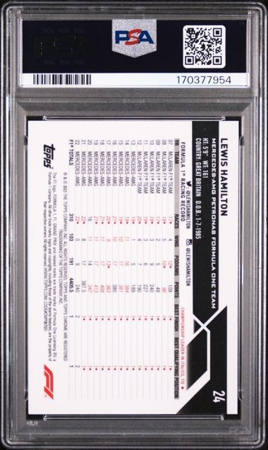 Lewis Hamilton 2023 TOPPS CHROME SAPPHIRE EDITION F1 #24 PSA 9 MINT view 2