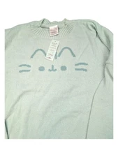 Pusheen Box oversized Cat Face Light Green Pullover Sweater 3XL