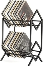 2-Tier-Vinyl-Record-Storage-Holder With Dividers, 200 LPs Albums Storage Rack