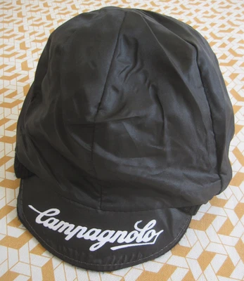 Casquette Cycliste Campagnolo années 80'S noir Vintage vélo Cap Nylon cycling - Photo 1/4
