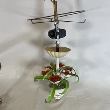 Vintage ITALIAN TOLE Florentine Mid Century Hanging Floral Lamp-NO SHADE-Works!