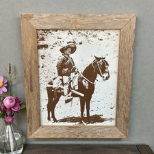 VTG Pancho Villa Framed Print Rustic Mexican Revolution 14&rdquo; x 17&rdquo; Horse Art