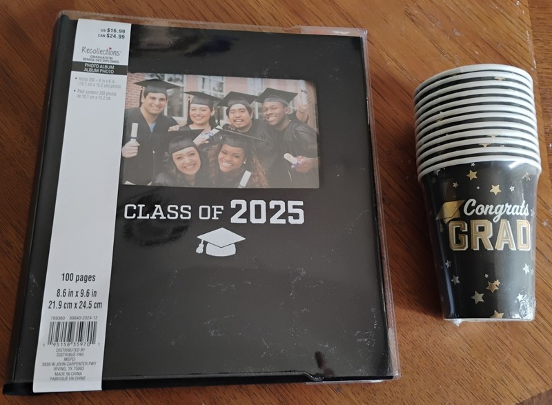 Recollections Graduation Photo Album & 12 Pc Paper Cups, Brand New