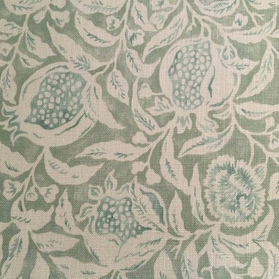 6,5 Meter x SANDERSON ''Annandale'' Leinenstoff Granatäpfel Weidengrün