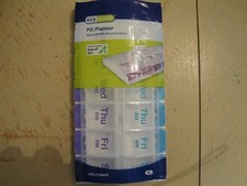 Weekly Pill Planner Organizer XL Easy Use AM/PM with Push Button 7 Day R29