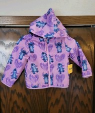NEW Disney STITCH girls 4 spring jacket coat fleece lined purple kids heart