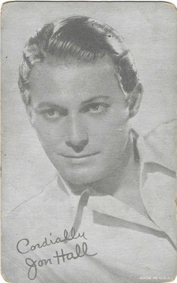 EXHIBIT CO. ARCADE ACTOR CARD 1940's JON HALL!! RARE, POPULAR CARD!!