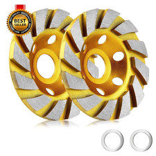 2 Pieces 4 Inch Concrete Stone Ceramic Turbo Diamond Grinding Cup Wheel,12 Segs