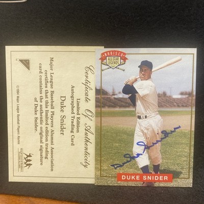 1994 Nabisco DUKE SNIDER All-Star Legends  Autograph w/Cert Of Authenticity
