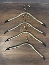 Four 4 Brass Metal Hotel Coat Tube Hanger Gold Art Deco MCM Hollywood Regency