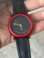 Swiss Made Vintage watch Fortis Quartz Black Strap Red Details Men's 