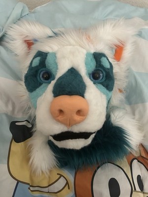 Blue And Orange Australian Shepherd Fursuit Head