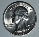 BU 1942 S Silver Washington Quarter {{{T403