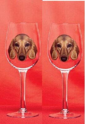2 Collectible DACHSHUND WIne glass 16 OZ Stemware NEW EACH IN SEPARATE BOX  | eBay