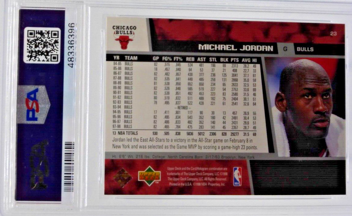 Michael Jordan Basketball Card PSA 9 Mint 1998 Upper Deck #23 | eBay