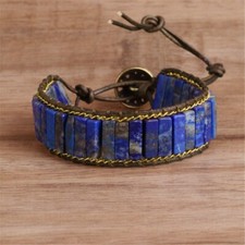 Natural Lapis Lazuli Tube Stone Beaded Bracelet Blue Gemstone Braided Bracelet