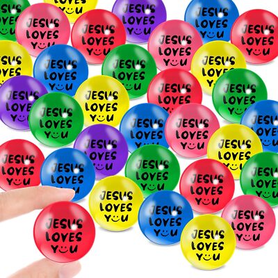 100 Pcs Jesus Loves You Bouncy Balls Bulk Christmas Christian Party Favors 1.25''