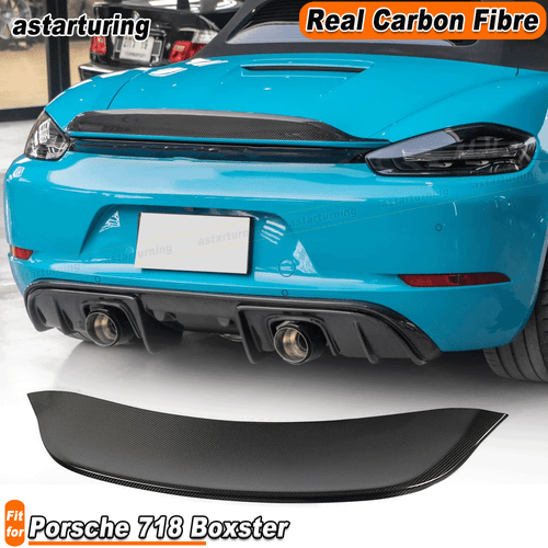Fit For Porsche 718 Boxster 2016-19 REAL CARBON Rear Trunk Boot Spoiler Wing Lip - Foto 1 di 13